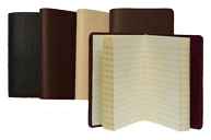 Wrapped Leather Agenda Books with cream colored paper